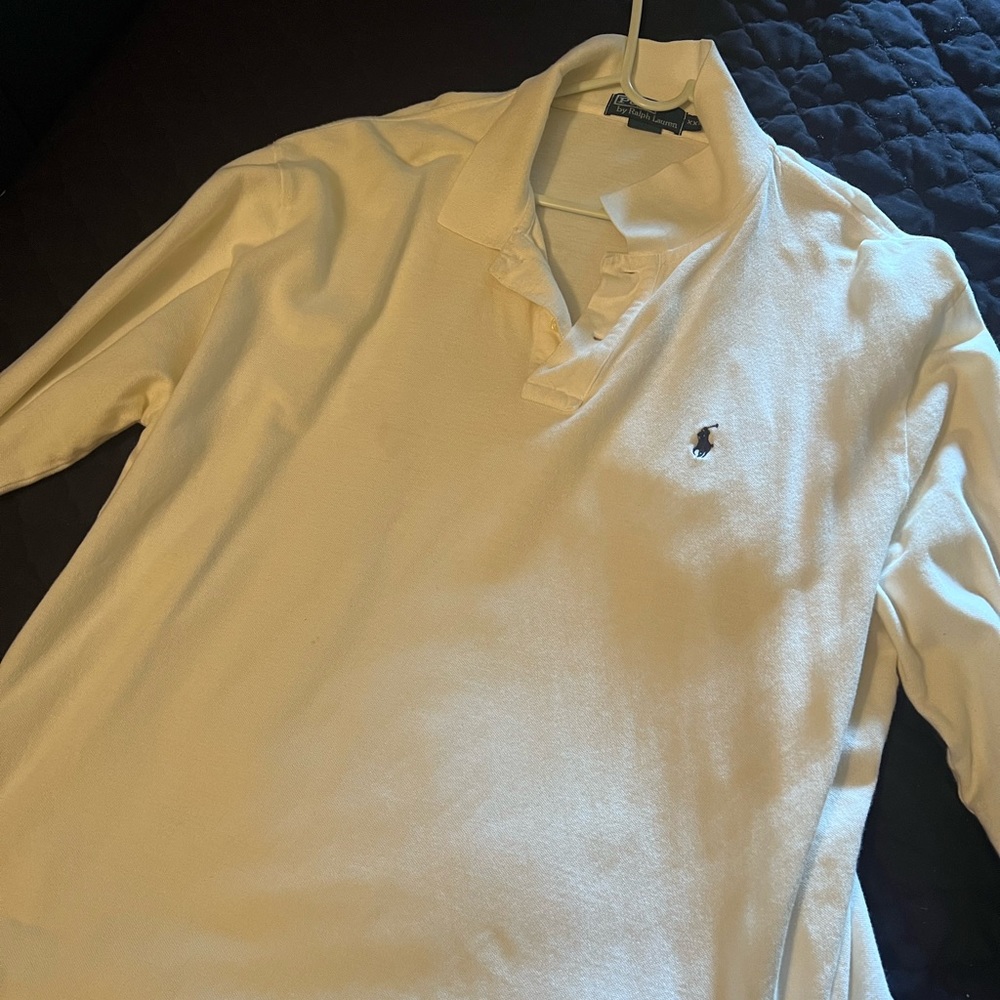 Mesh Long-Sleeve Polo Shirt white